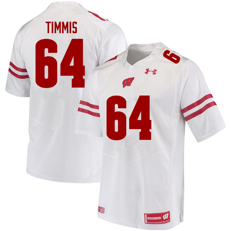 Wisconsin Badgers Men's #64 Sean Timmis NCAA Under Armour Authentic White College Stitched Football Jersey OI40W34ON